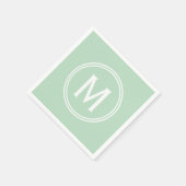Moderne Mint Groene Custom Ronde Ingelijste Monogr Servet (Hoek)