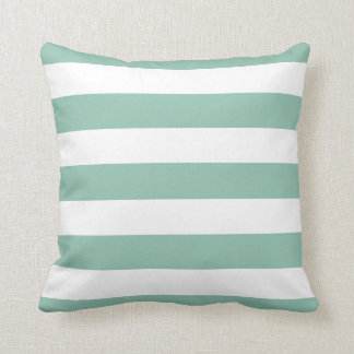 Moderne Mint Groene en Witte Strepen Kussen