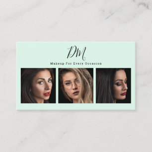 Moderne mint groene foto collage chique make-up ar visitekaartje