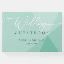 Moderne Mint Groene Geometrische Bruiloft Gastenboek