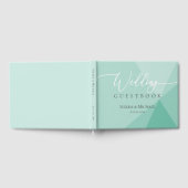 Moderne Mint Groene Geometrische Bruiloft Gastenboek (Volledig)