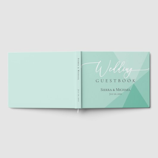Moderne Mint Groene Geometrische Bruiloft Gastenboek (Volledig)