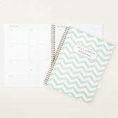 Moderne Mint Groene Geometrische Patroon Planner (Display)