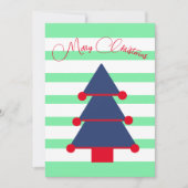 Moderne Mint Groene Gestreepte Kerstboom Vakantie Kaart (Voorkant)