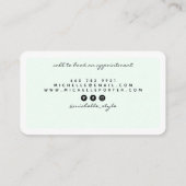 Moderne mint groene mode stylist personal shopper visitekaartje (Achterkant)