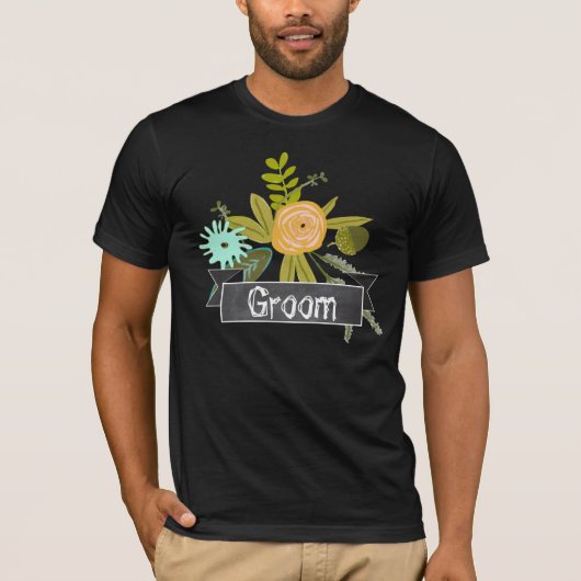 Moderne Mint Krijtbord Bruidegom Trouw T-shirt (Voorkant)