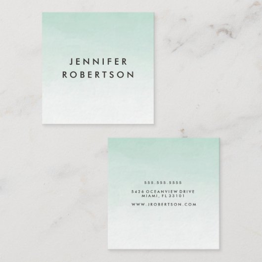 Moderne Mint Ombre Waterverf | Visitekaartje (Voorkant / Achterkant)