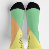 Moderne Mint & Perzik Pastel Kleurblok Aangepaste Sokken (Top)