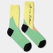 Moderne Mint & Perzik Pastel Kleurblok Aangepaste Sokken (Rechts)