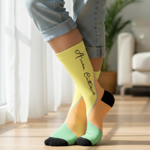 Moderne Mint & Perzik Pastel Kleurblok Aangepaste Sokken