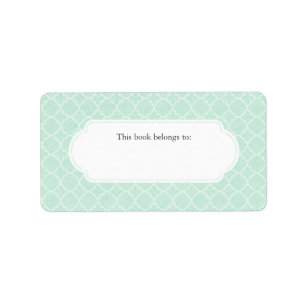 Moderne mint quatrefoil "Dit boek behoort tot" Etiket