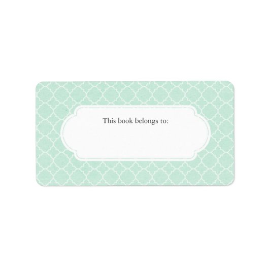 Moderne mint quatrefoil "Dit boek behoort tot" Etiket (Voorkant)