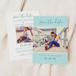 Moderne Mint Script Foto Bruiloft Save The Date