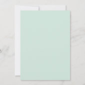 Moderne Mint Streep Script Baby Shower Kaart (Achterkant)