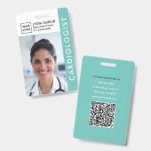 Moderne Mint Teal Medische ID Badge (Voor- en achterkant)