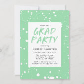 Moderne Mint Verfspatten Foto Afstudeerfeestje Kaart (Achterkant)