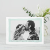 Moderne Mint Waterverf Kader Foto Feestdagenkaart (Staand voorkant)