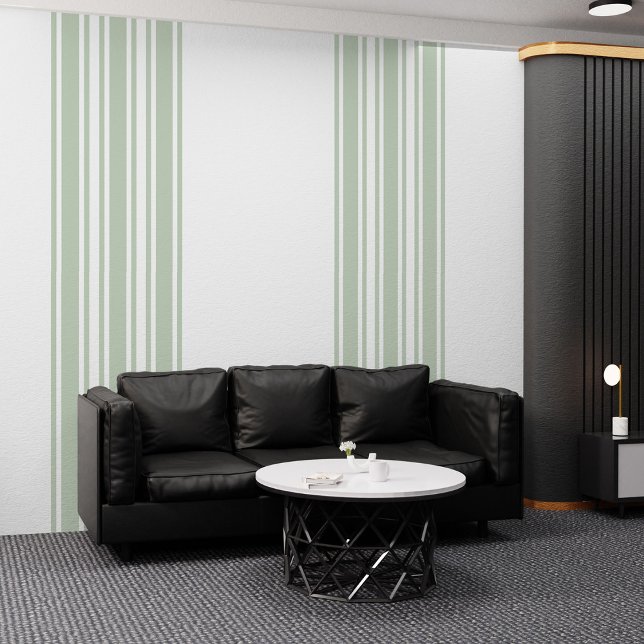 Moderne Mint & White Stripes Peel en Stick Behang (Modern Mint & White Stripes Peel and Stick Wallpaper)