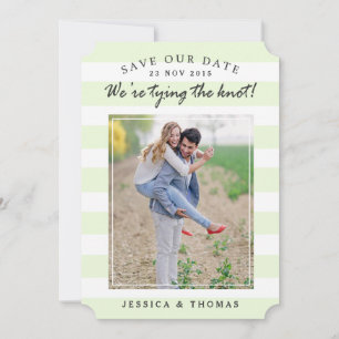 Moderne mint & witte strepen   De foto bewaart de  Save The Date