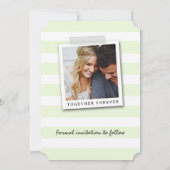 Moderne mint & witte strepen | De foto bewaart de  Save The Date (Achterkant)