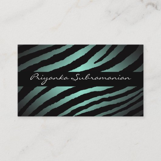 Moderne Mint Zebra Professional Visitekaartjes (Voorkant)