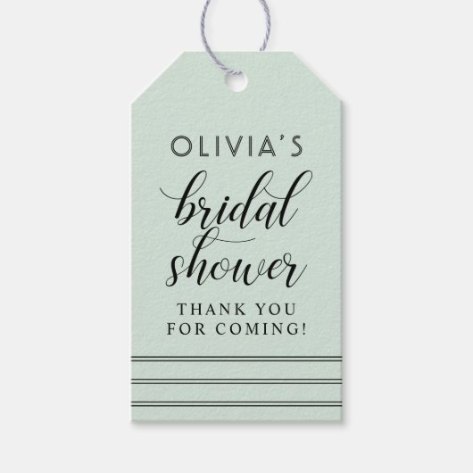 Moderne Mint Zwarte Script Trouw Bruiloft Favor Cadeaulabel (Voorkant)