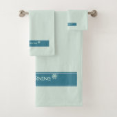 Moderne Mintblauw 'Goedemorgen' Minimalistisch Bad Handdoek (Insitu)
