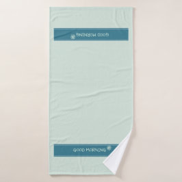 Moderne Mintblauw 'Goedemorgen' Minimalistisch Bad Handdoek