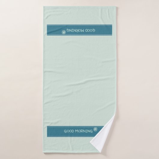 Moderne Mintblauwe "Goedemorgen" Minimalist Badhanddoek (Badhanddoek)
