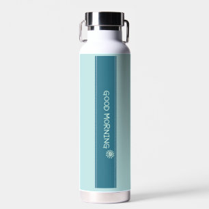 Moderne Mintblauwe "Goedemorgen" Minimalist Waterfles
