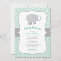 Moderne Mintgrijze Olifant Baby Shower
