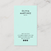 Moderne mintgroene abstracte kunst minimalistische visitekaartje (Achterkant)