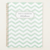Moderne Mintgroene Geometrische Patroon Planner (Voorkant)