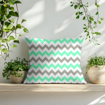 Moderne Mintgroene Grijze Chevron Patroon