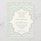 Moderne mintgroene, grijze chevron zigzag bruiloft kaart (Voorkant / Achterkant)