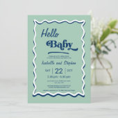 Moderne Mintgroene Hello Baby Shower Kaart (Staand voorkant)