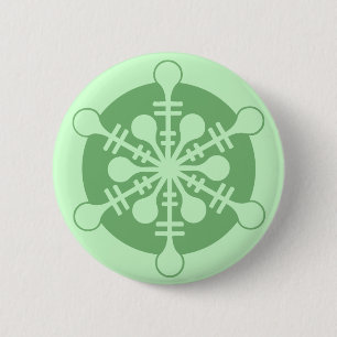 Moderne Mintgroene Kerstsneeuwvlok Ronde Button 5,7 Cm