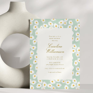 Moderne Mintgroene Madeliefjes Bloemen Baby Shower Kaart