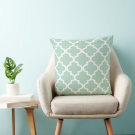 Moderne Mintgroene Marokkaanse Quatrefoil-patroon Kussen