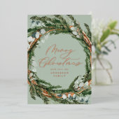 Moderne minuscule bladerdak met kerstmis Foi Folie Feestdagenkaart (Staand Voorkant)