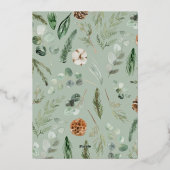 Moderne minuscule bladerdak met kerstmis Foi Folie Feestdagenkaart (Achterkant)