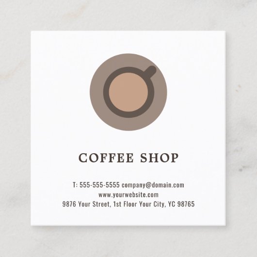 Moderne minuscule coffee met elastisch elegant vierkante visitekaartje (Voorkant)