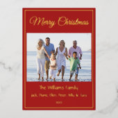 Moderne minuscule kerstfeestelijke foto folie feestdagenkaart (Voorkant)