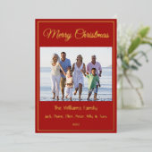Moderne minuscule kerstfeestelijke foto folie feestdagenkaart (Staand Voorkant)