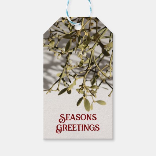 Moderne Misteletoe Kerstmis Cadeaulabel (Voorkant)