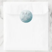 Moderne Mistige Blauwe Gouden Bruiloft Ronde Sticker (Tas)