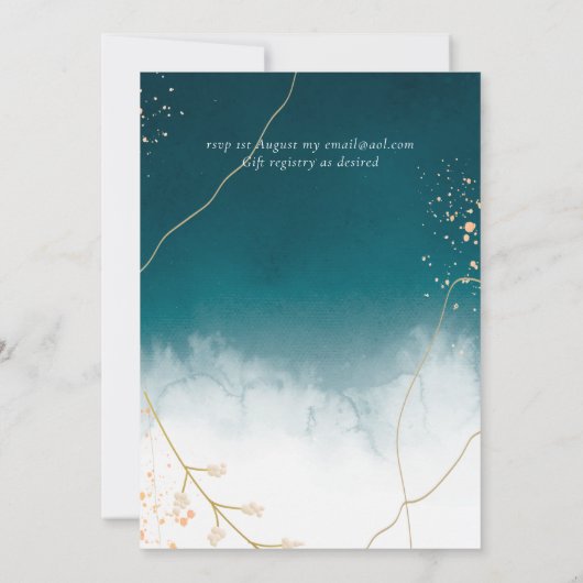 Moderne Mistige Blauwe Gouden Trouwring (Achterkant)