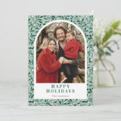 Moderne Mistletoe Patroon Boog Foto Feestdagenkaart (Staand voorkant)
