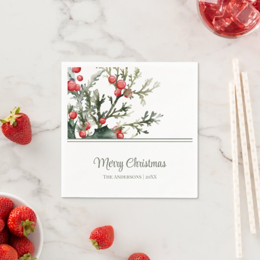 Moderne Mistletoe Vrolijk Kerstfeest Servet (Insitu)