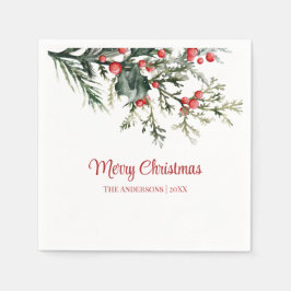 Moderne Mistletoe Vrolijk Kerstfeest Servet